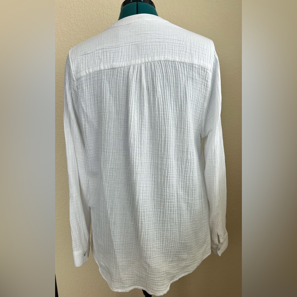 Mote Anthropologie Top Womens XXL White Button Front Quilted Cotton Shirt - Picture 3 of 10